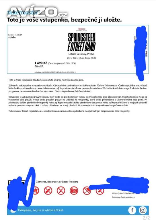Two tickets for Bruce springsteen