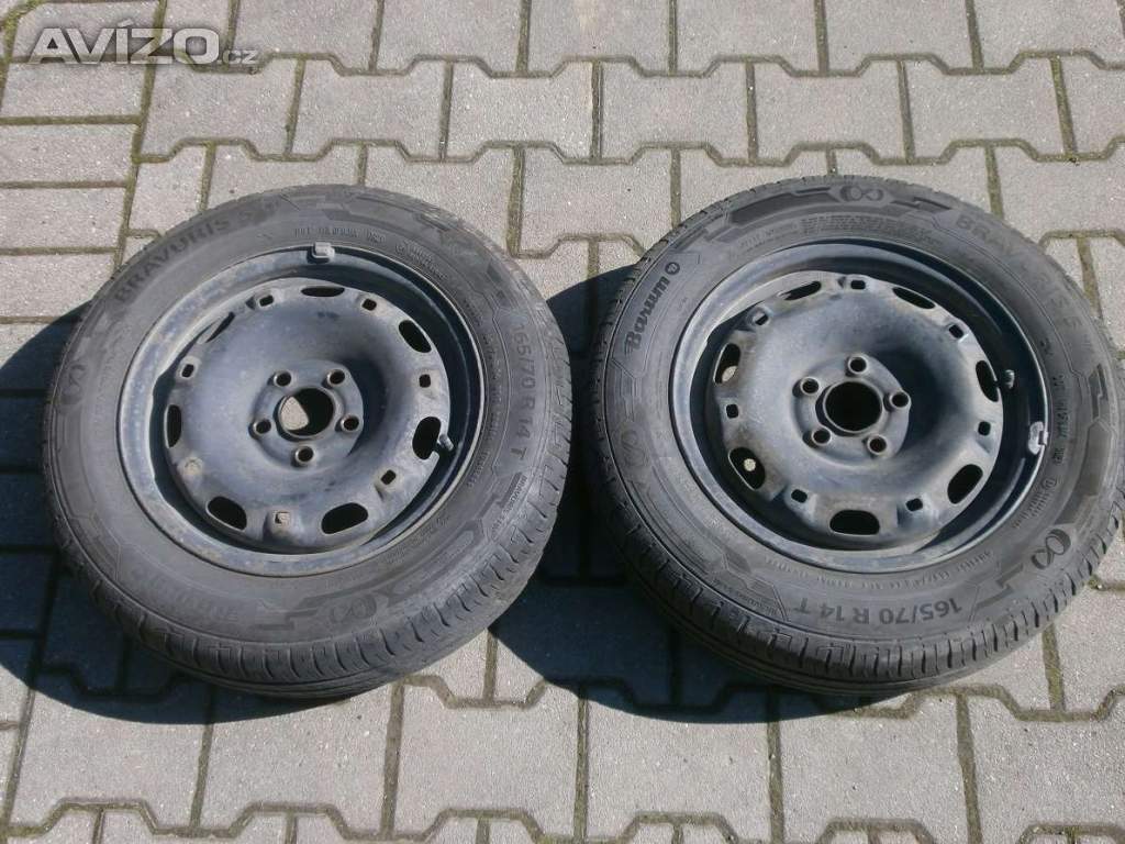 2xObuté letní kola na ŠKODA FABIA 1    BARUM  165/70 R14  vzorek je: 2x 6,2MM