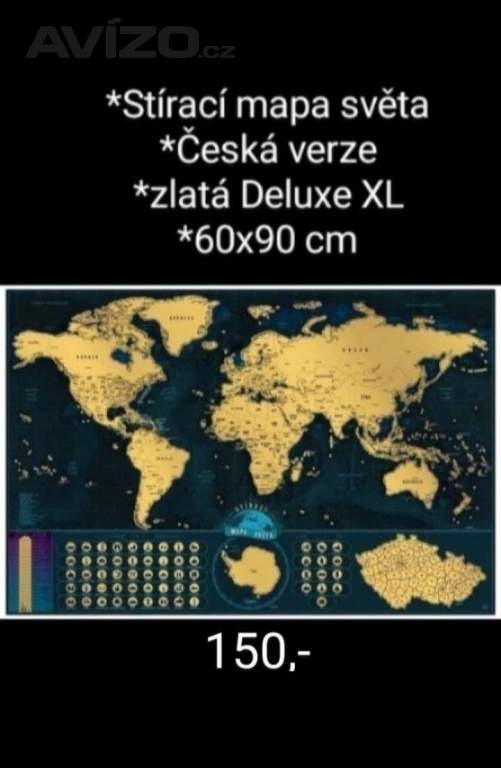 Stírací mapa světa Deluxe XL 