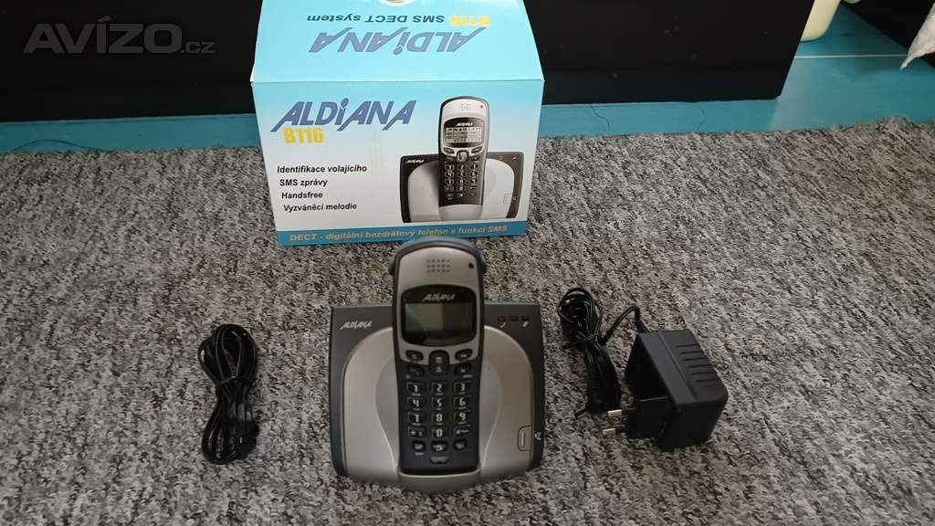 Digitální bezdrátový telefon ALDIANA B116 SMS DECT system pro pevnou linku s funkcí SMS.