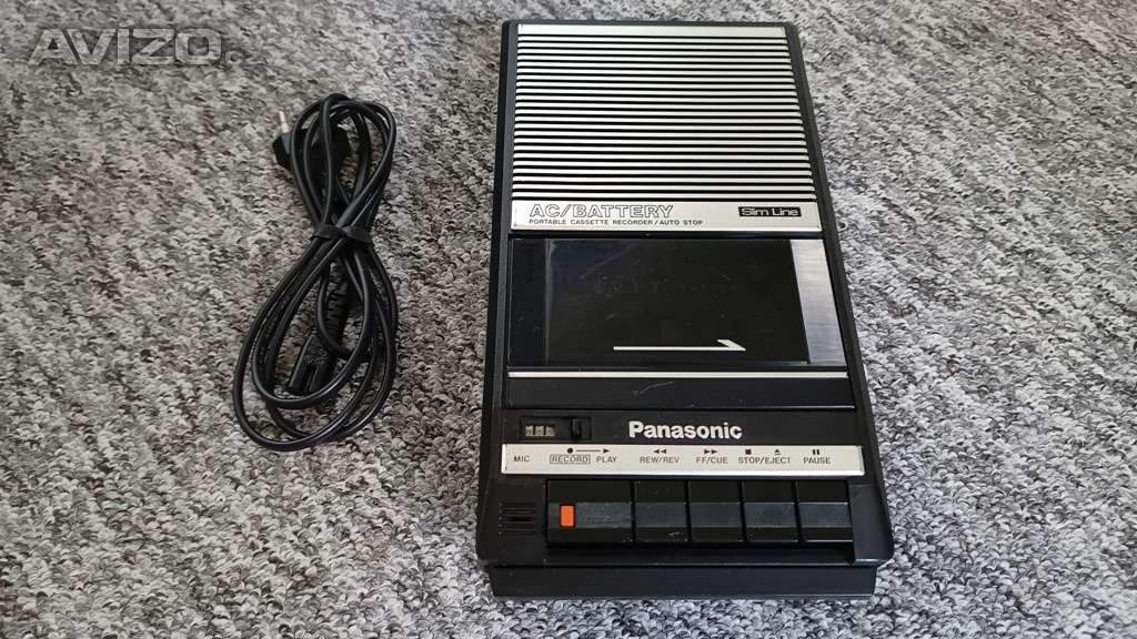 Kazetový magnetofon PANASONIC RQ-2104 SLIM LINE, na síť i baterie,  plně funkční.