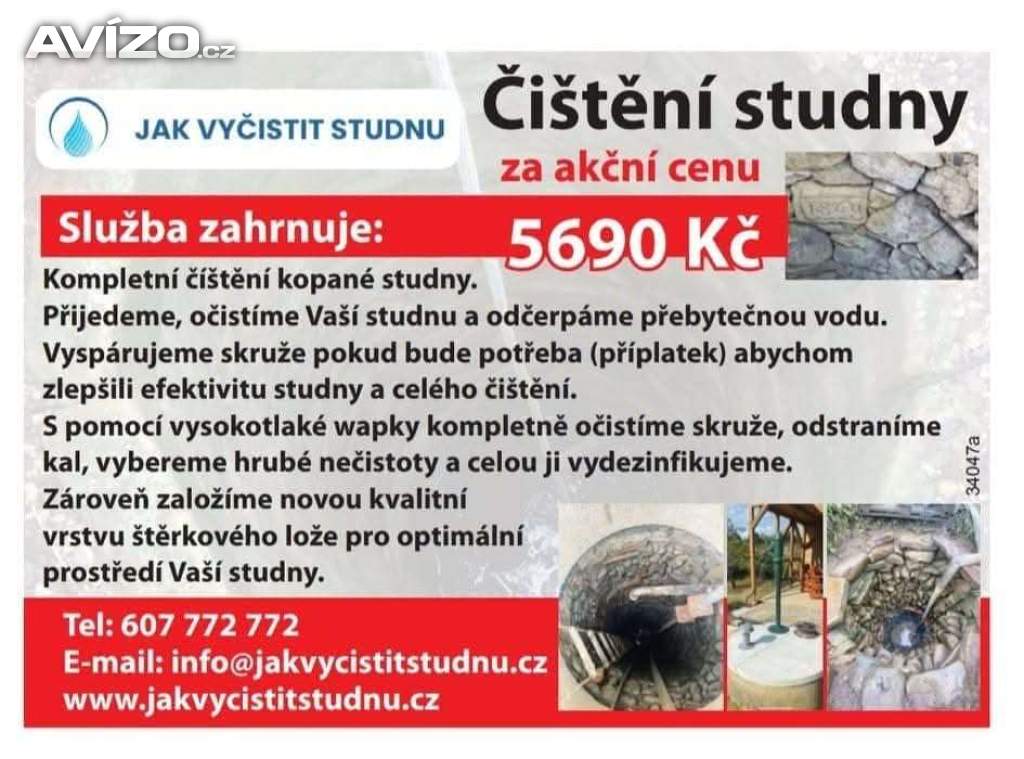 Kompletní čištění a dezinfekce studny.