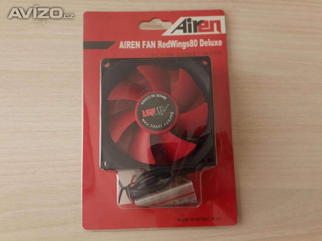  Airen Fan - tichý větrák k PC - Red Wings 80 Deluxe 80x80 mm 