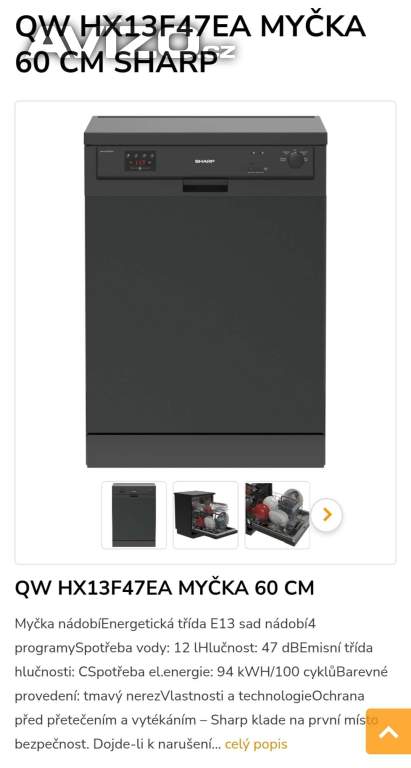 Volně stojící myčka Sharp