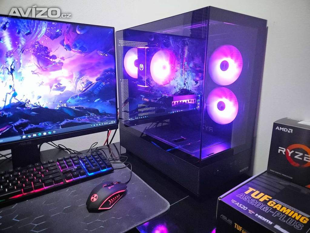 Herní PC AMD Ryzen 5 5600, RTX3060Ti, 16GB, M.2 SSD 1TB, WIFI+BT, ARGB, NOVÉ/ZÁRUKA