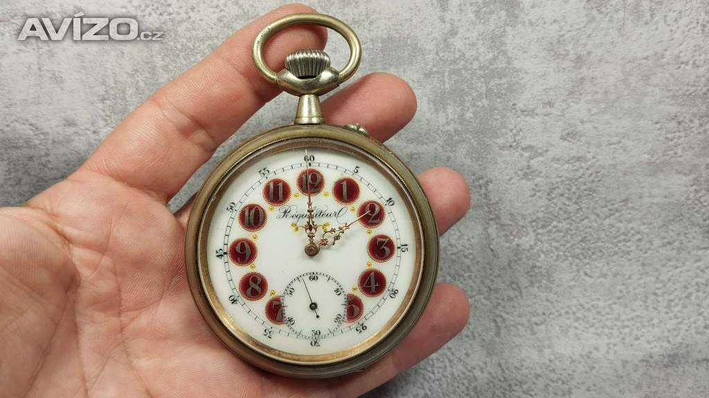 Foto inzerátu Monstrózní staré kapesní hodinky s lokomotivou, 66mm, 202g