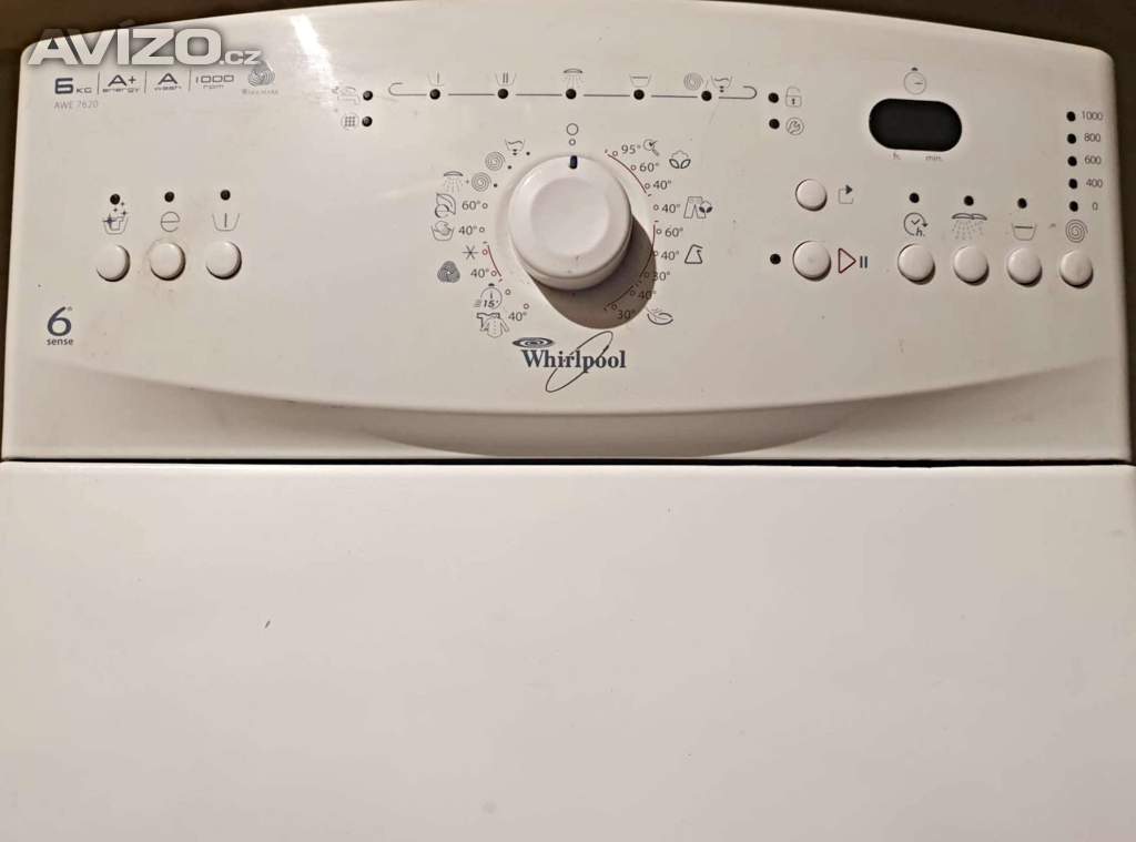 PRACKA WHIRLPOOL,HORNI PLNENI,6KG,DISPLEJ,PLNE FUNKCNI,TRIDA A+,1000 OT.