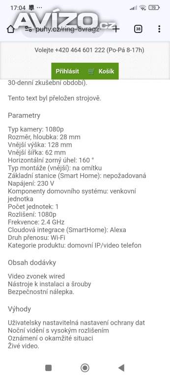 Foto inzerátu Video zvonek