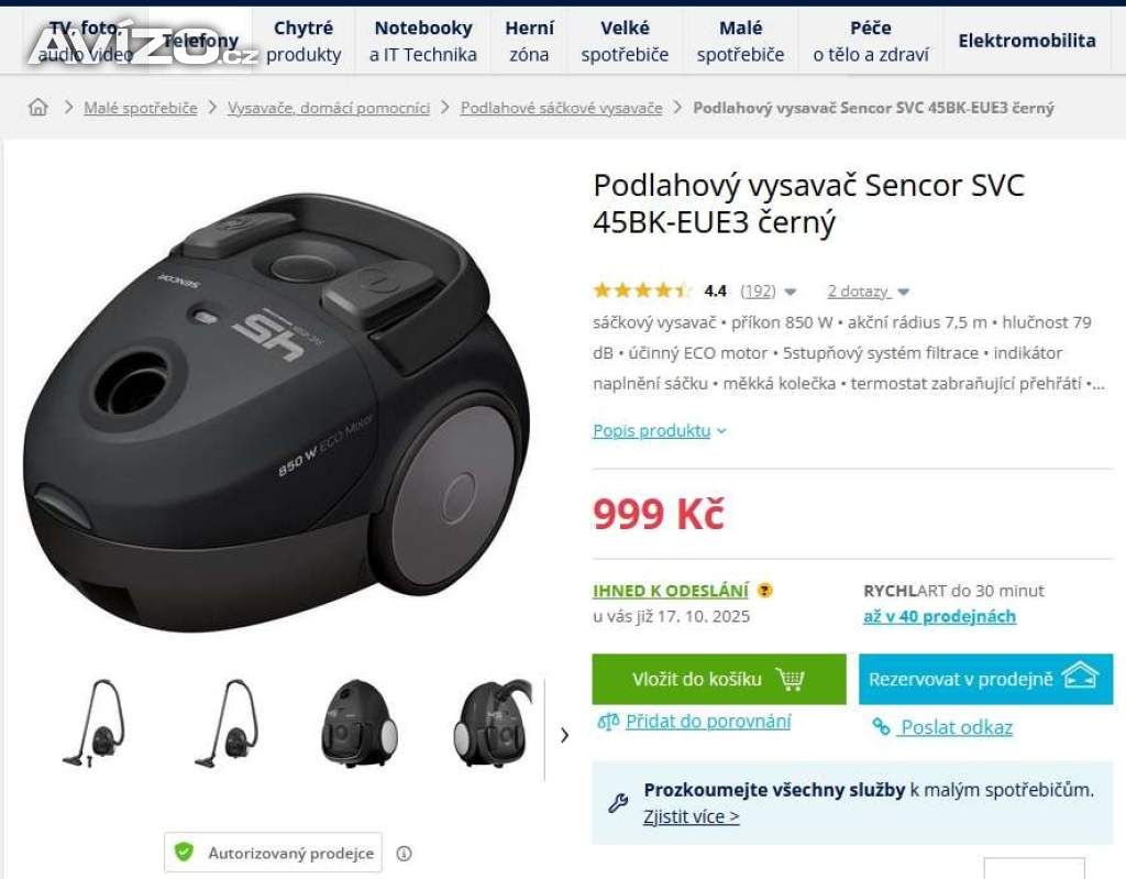 vysavač Sencor SVC 045BK