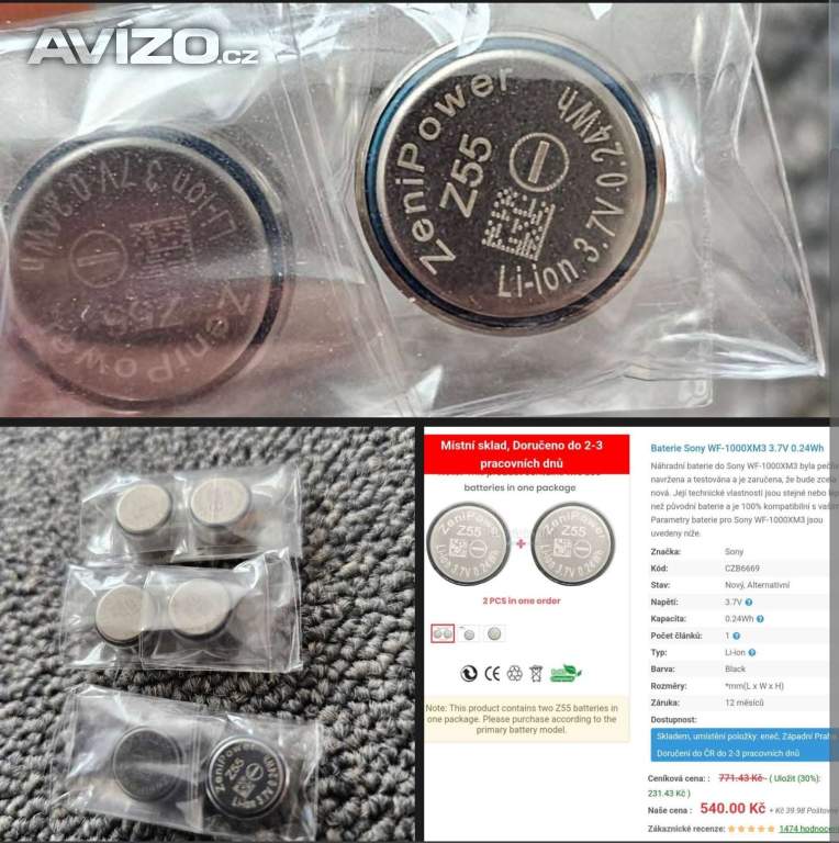 Baterie Sony WF-1000XM3   3.7V 0.24Wh  