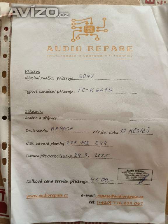 Foto inzerátu Prodám stereo cassette deck SONY TC-K661S