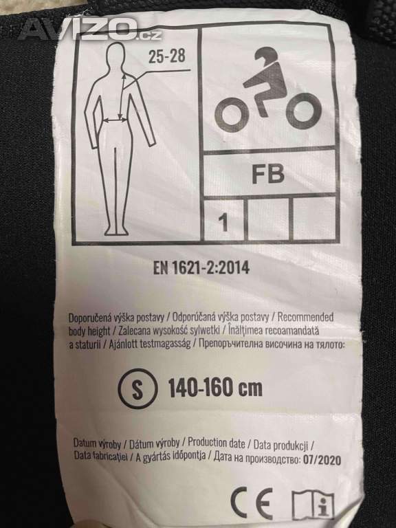 Foto inzerátu chránič páteře na lyže Etape PURE vel. S pro výšku 140-160 cm