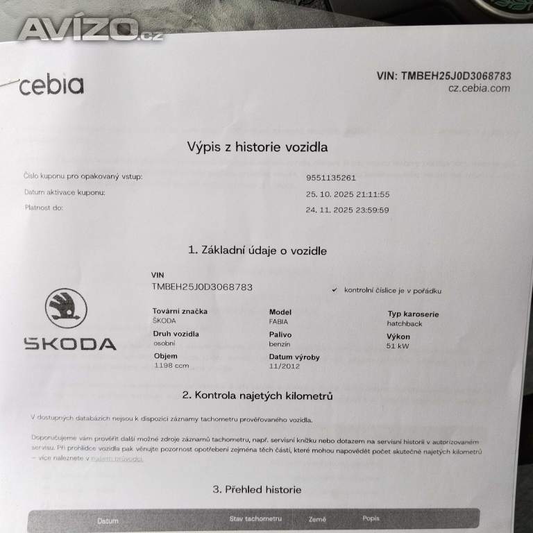 Foto inzerátu Škoda Fabie 1.2htp 2012 101tkm.