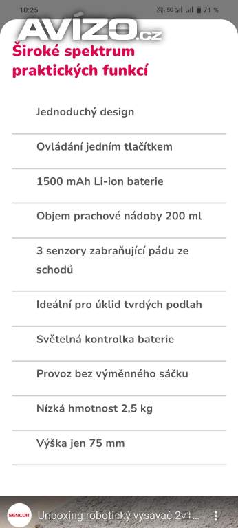 Foto inzerátu Robotický vysavač Sencor Milia 