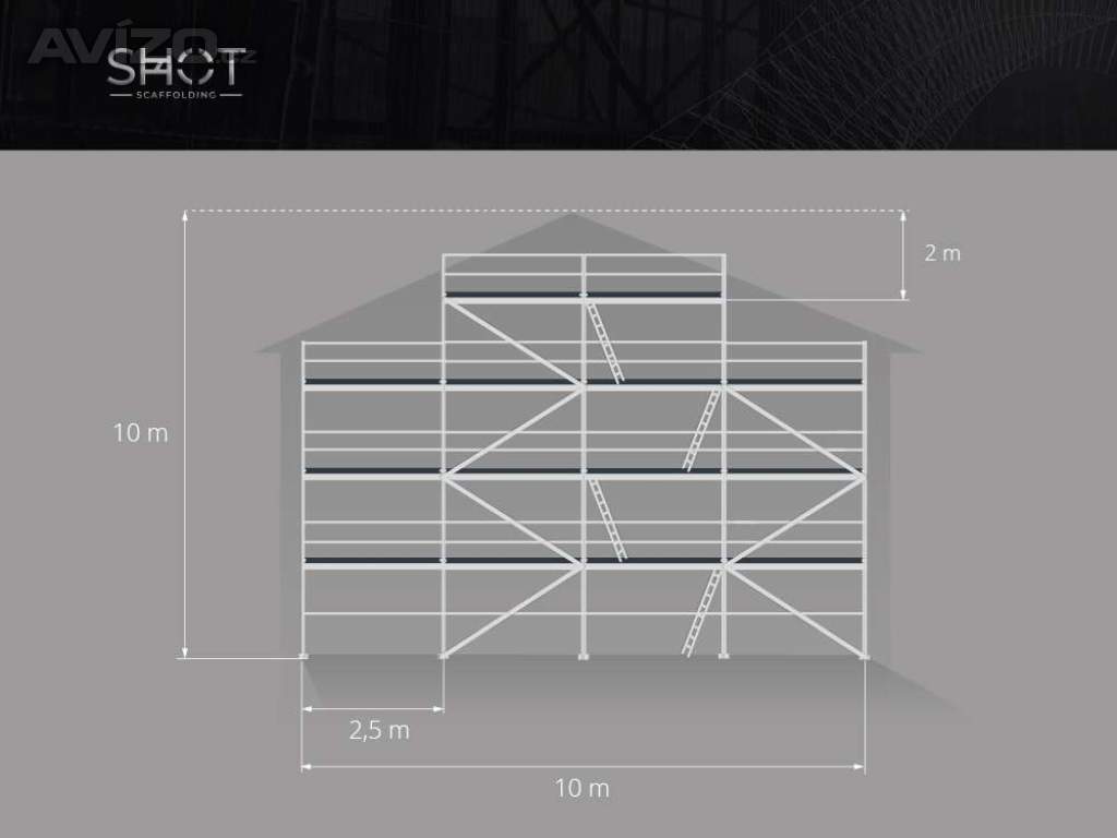Nové lešení z oceli štítové 10,3X10