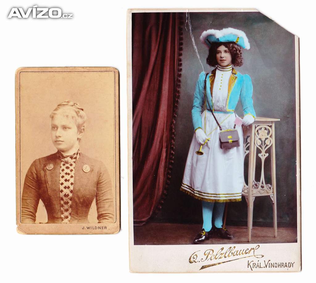 Starožitné fotoportréty mladých dam na kartónu, rok cca 1875 