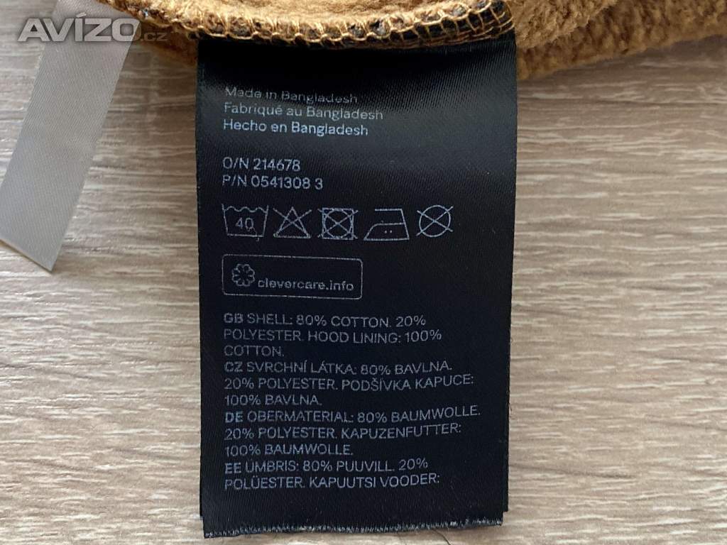 Foto inzerátu Bavlněná mikina H&amp;M s kapucí, vel. 170 EUR - 14+