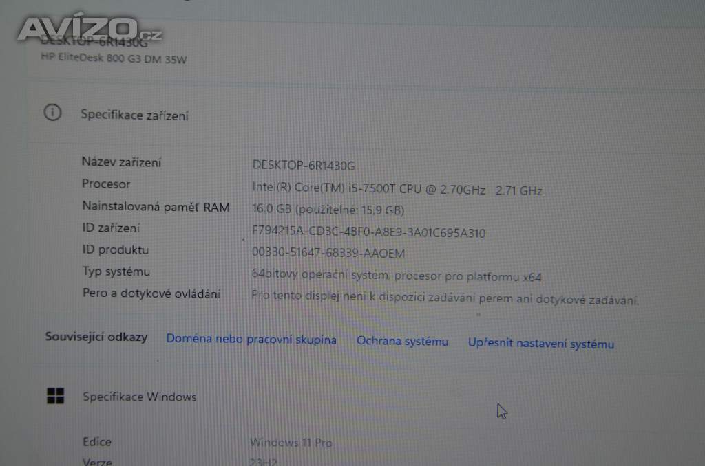 Foto inzerátu HP Elitedesk 800 G3 PC i5/16GB/HDD 500GB/záruka