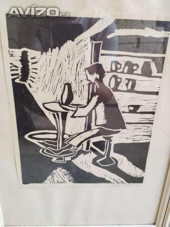 Foto inzerátu 2x linoryt - povolaní krejčí/keramika signováno