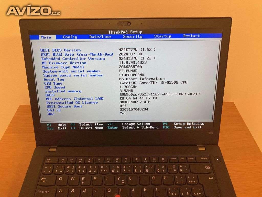 Foto inzerátu 14  notebook Lenovo ThinkPad T480 100% stav