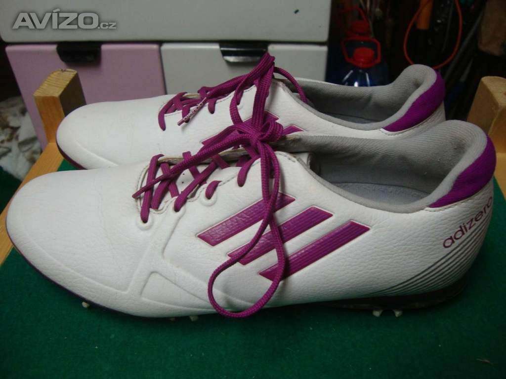 Foto inzerátu Dámské boty na golf Adidas Adizero bílo-fialové vel.42 pěkné