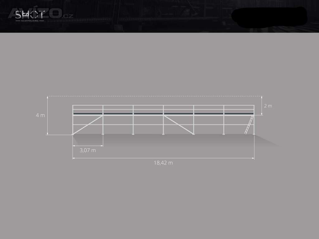 Fasádní lešení BAUMANN a LAYHER – nové, robustní, ocelové 4,3 X 18,42