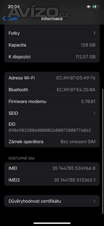 Foto inzerátu iPhone 12 (128gb)
