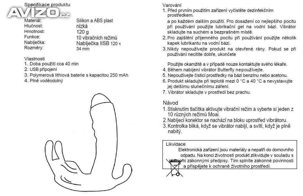 Foto inzerátu Vibrační motýlek s vibrátorem – německá kvalita