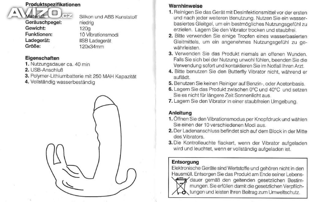 Foto inzerátu Vibrační motýlek s vibrátorem – německá kvalita