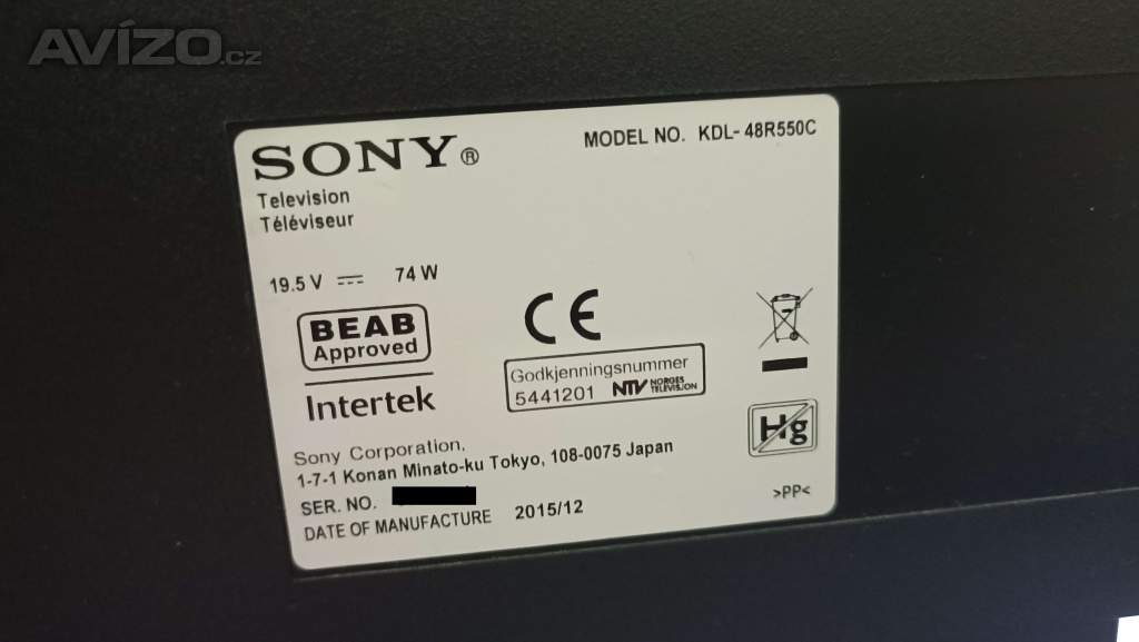 Foto inzerátu Televize Sony Bravia KDL-48R550C