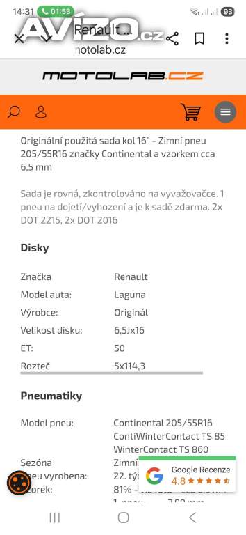 Alu kola Renault Laguna II