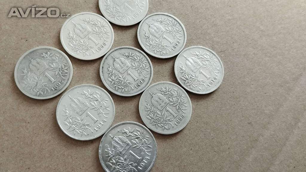 9ks starých korun - Stříbrné korony - konvolut č.2