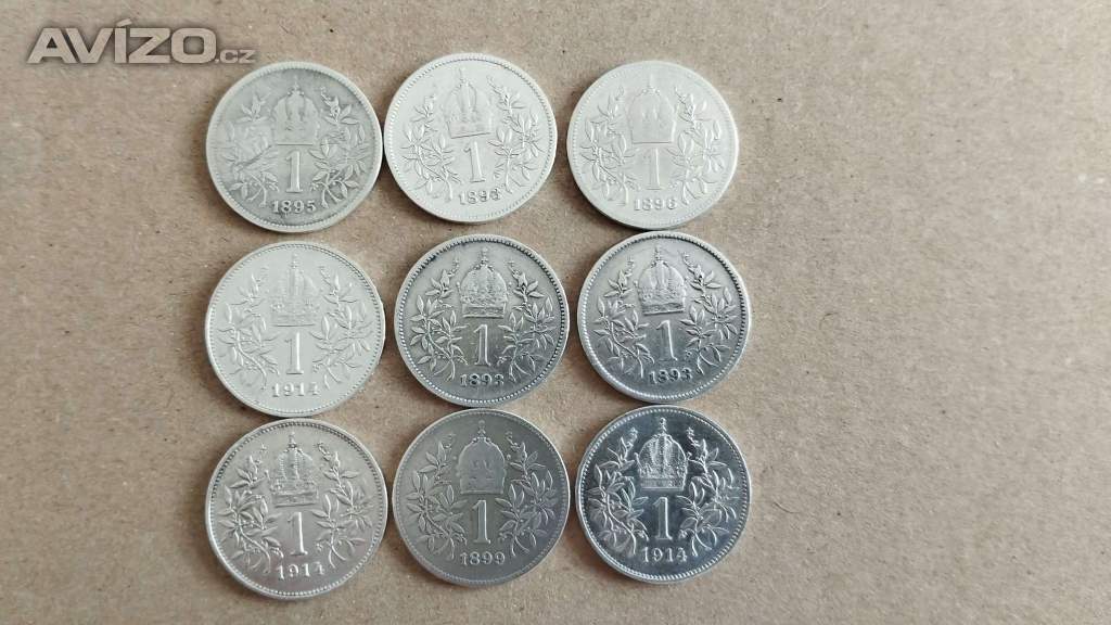 Foto inzerátu 9ks starých korun - Stříbrné korony - konvolut č.2