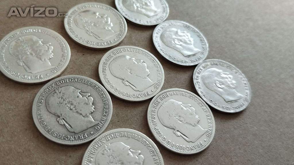 Foto inzerátu 9ks starých korun - Stříbrné korony - konvolut č.2