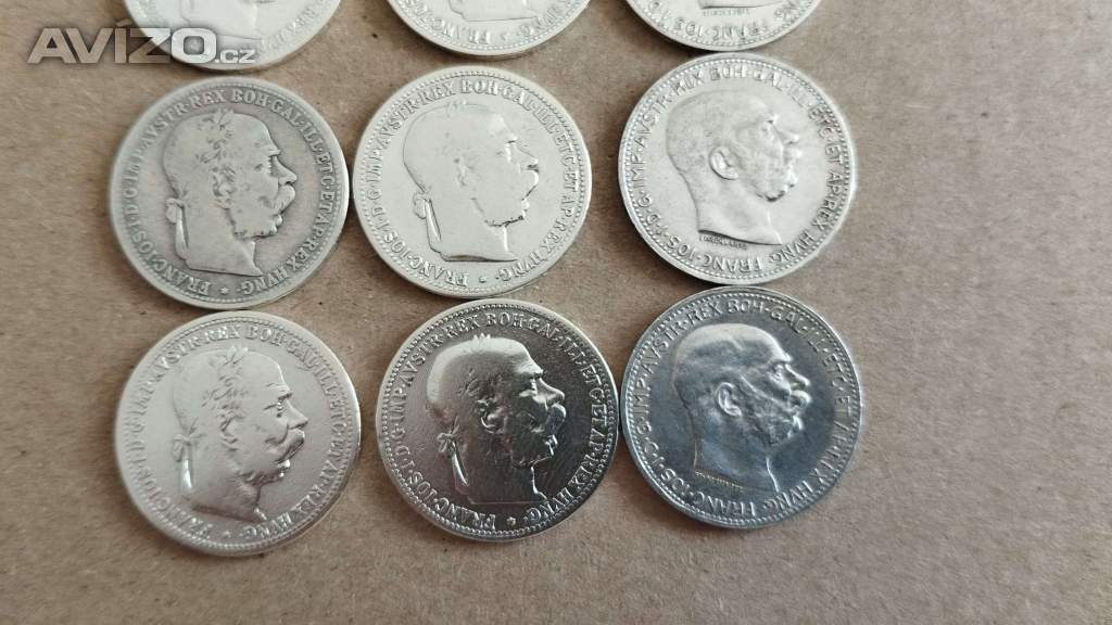 Foto inzerátu 9ks starých korun - Stříbrné korony - konvolut č.2