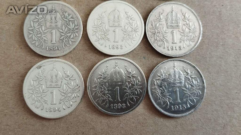 Foto inzerátu 9ks starých korun - Stříbrné korony - konvolut č.2