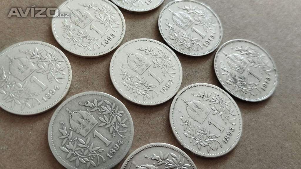 Foto inzerátu 9ks starých korun - Stříbrné korony - konvolut č.2