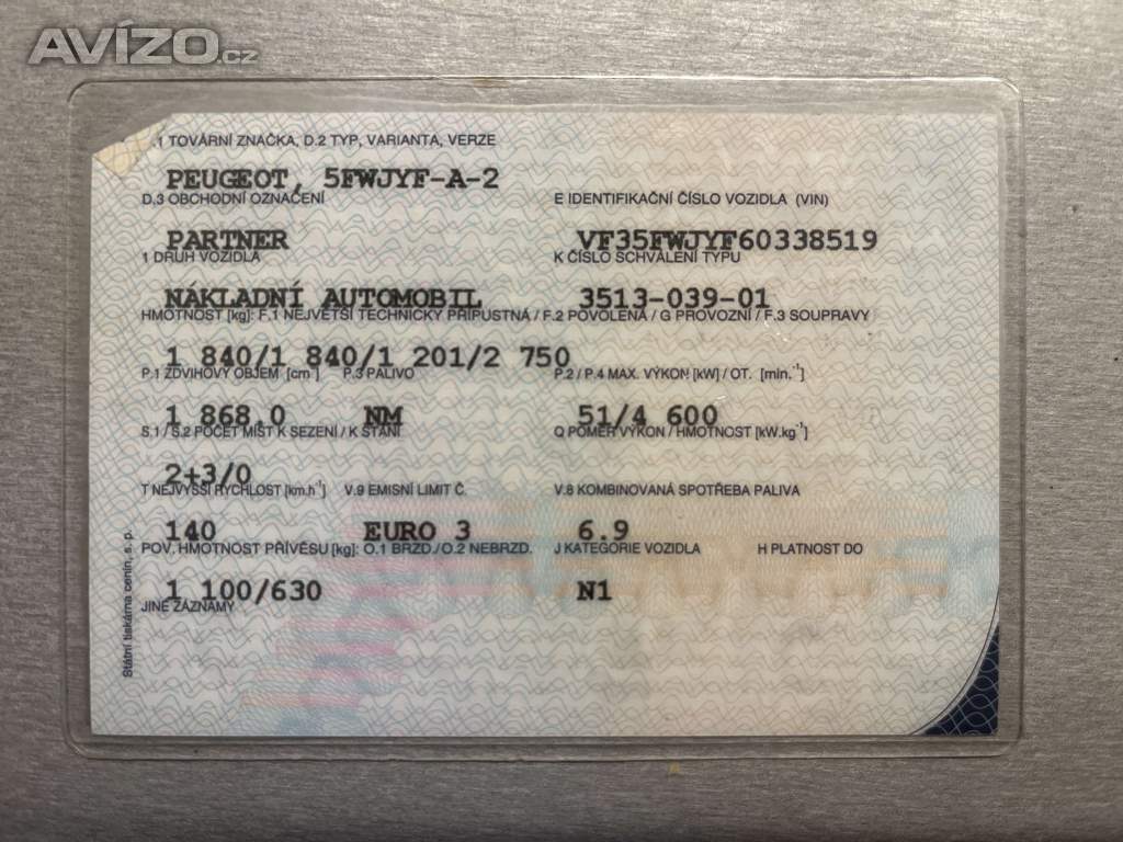 Foto inzerátu Peugeot Partner 1.9 D 51 kW, bez koroze