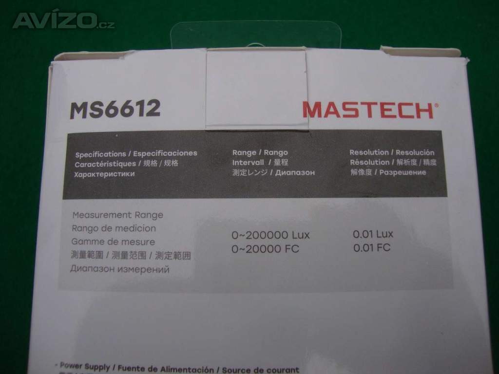 Foto inzerátu Mastech MS6612 Profesionální Luxmetr 0 - 200 000 Lux nový