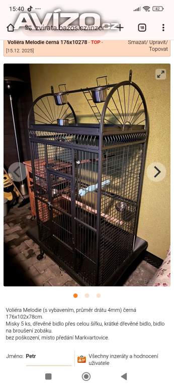 Foto inzerátu Velká nová klec pro papouška 