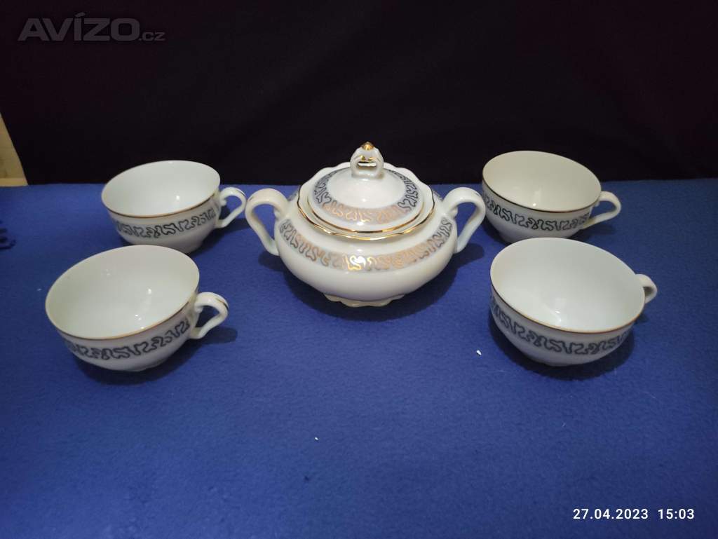 Retro set šálků s cukřenkou