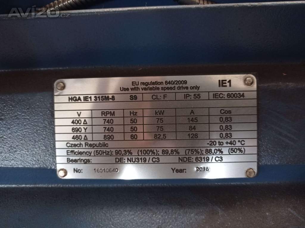 Foto inzerátu Motor, generátor 75 kW, 740 otáček, adaptivní chlazení