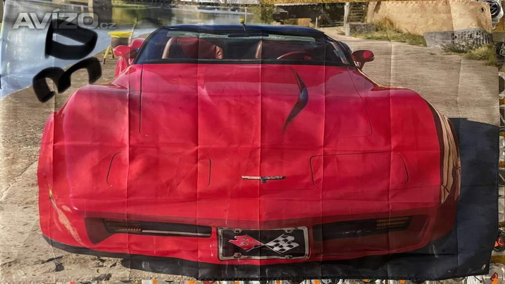 30 - Banner - vlajka CORVETTE C3 - červená - předek