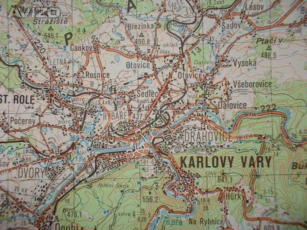 Vojenská profesionální tajná mapa Karlovy Vary