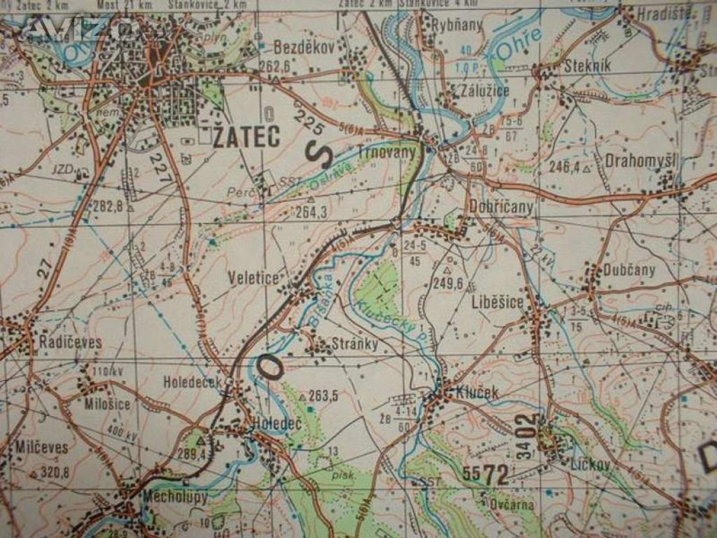 Vojenská profesionální tajná mapa Žatec