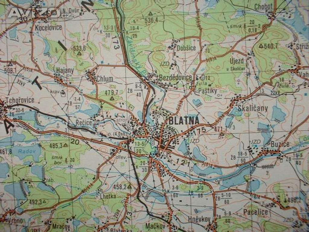 Vojenská profesionální tajná mapa VVP Jince a okolí