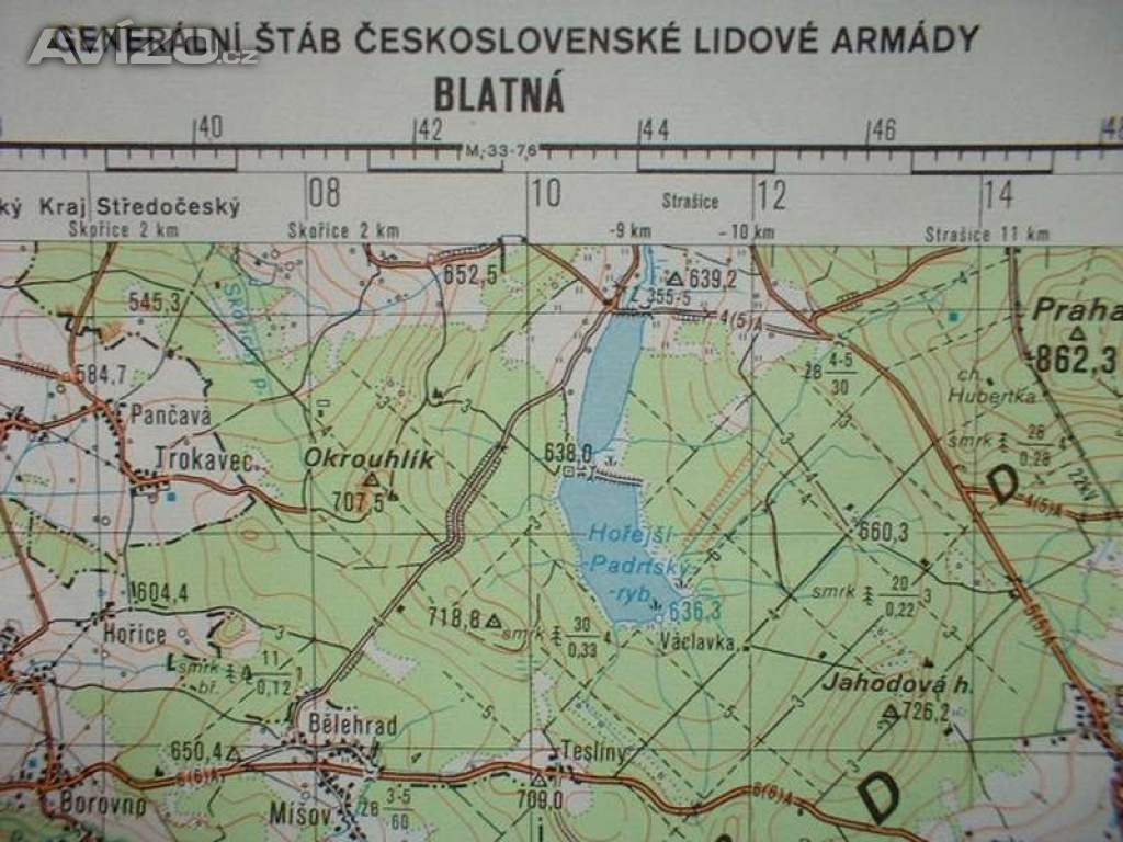 Foto inzerátu Vojenská profesionální tajná mapa VVP Jince a okolí