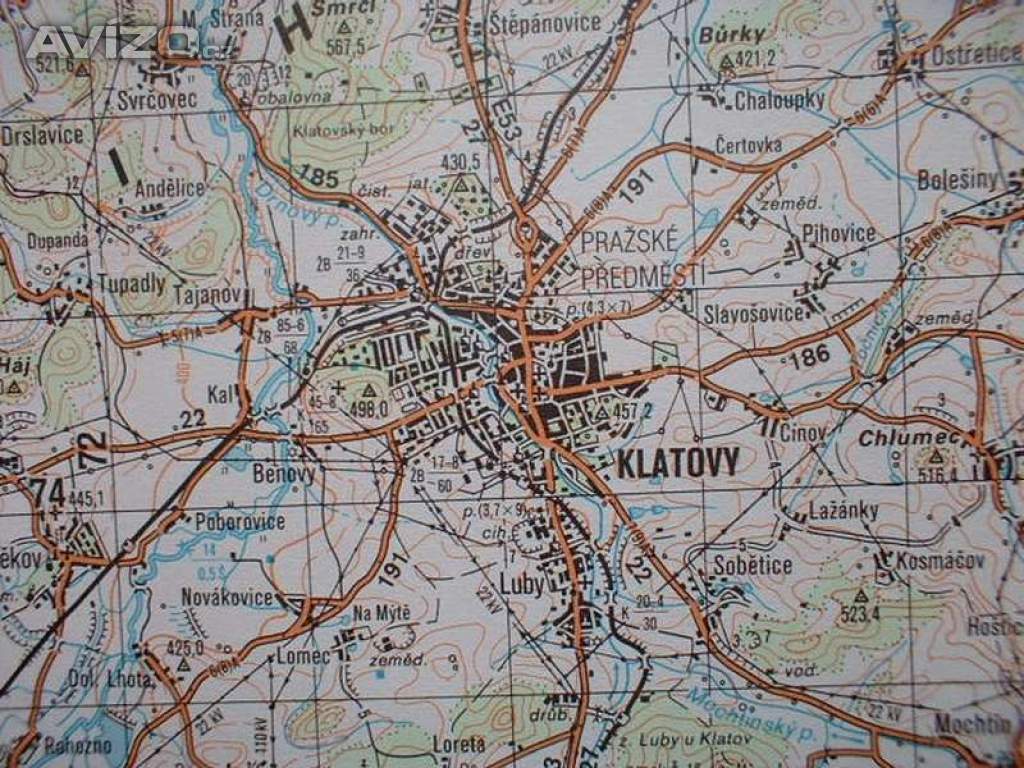 Vojenská profesionální tajná mapa Klatovy, Dobřany, Stod