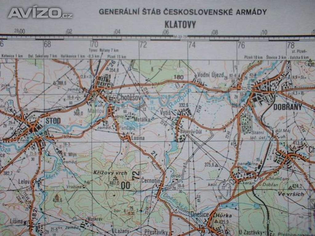 Foto inzerátu Vojenská profesionální tajná mapa Klatovy, Dobřany, Stod