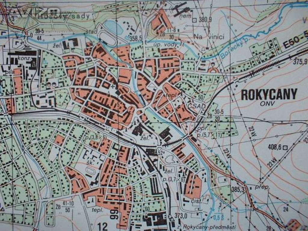 Vojenská profesionální tajná mapa Rokycany 1:25